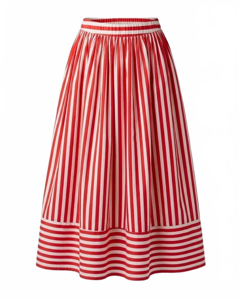 NEW NEVER A WALLFLOWER women's yarrow midi skirt in red stripe